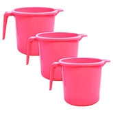 Heart Home Square Large Plastic Bathroom Mug, 2 Litre- Pack of 3 (Pink)-50HH0833